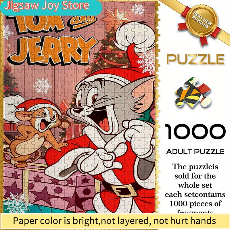 

Warner Bros. Seamless Jigsaw Puzzle Z10.16-219, Tom and Jerry Christmas Costume Fun Interaction,Durable Thickened DIY Puzzle,
