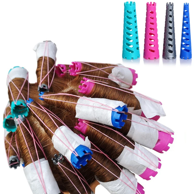 

12 Pcs/set Cone Shape Hair Rollers Extra Thick Curling Bars Cold Perm Flexi Rods Hair Waver No Heat
