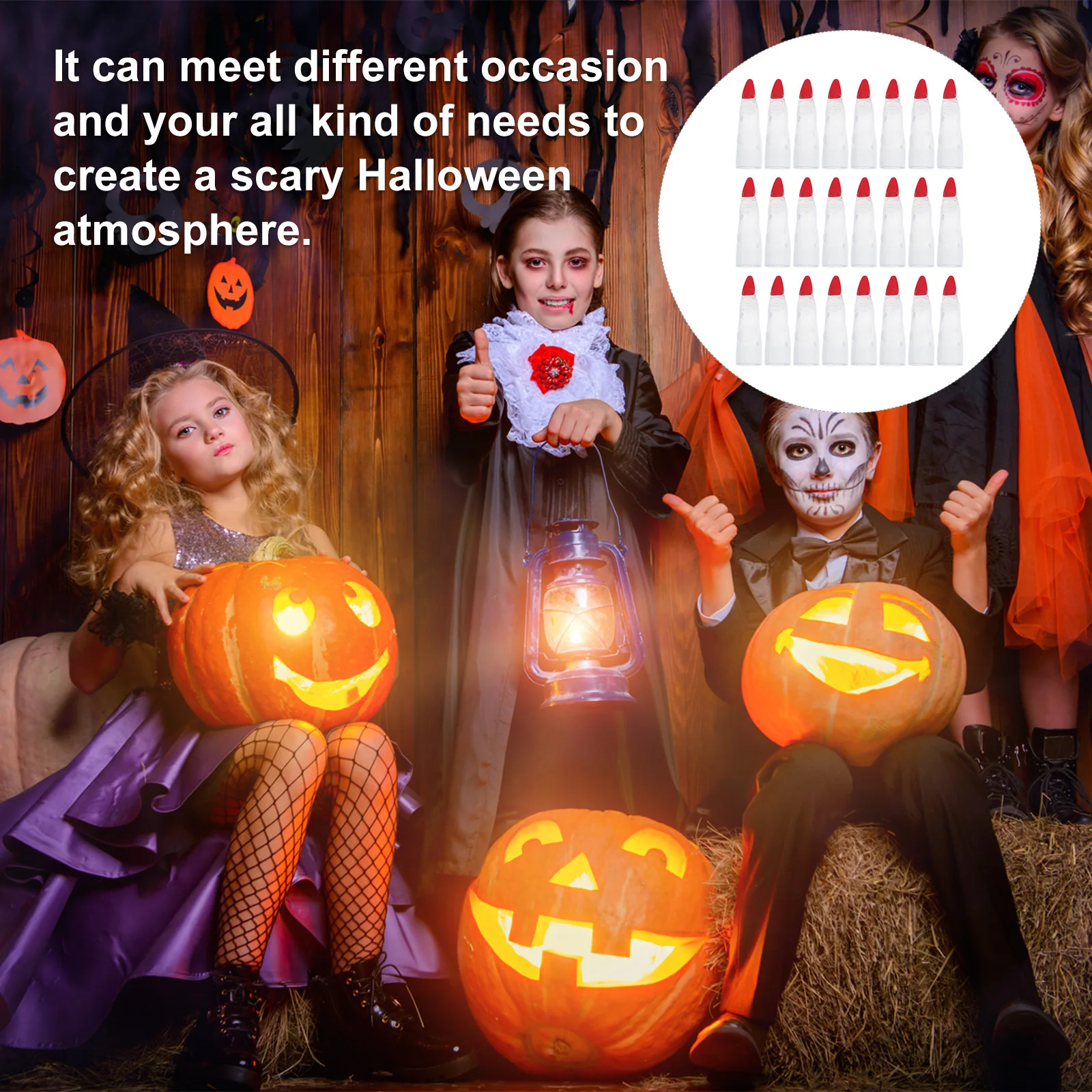 

24Pcs Halloween Finger Nail Covers Fake Plastic Prank Prop Scary Long Nail Cosplay Party Halloween Finger Covers