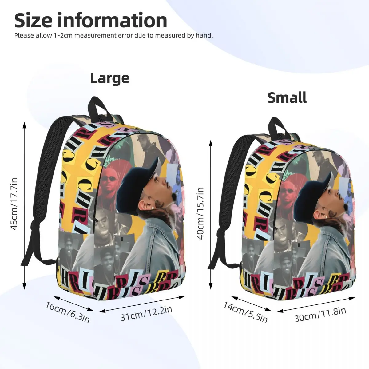 Leggero Chris Brown 11 Tour 2024 Brown Storage Bag Office Work School Retro Washable Chris Brown per Kid Schoolbag per regali