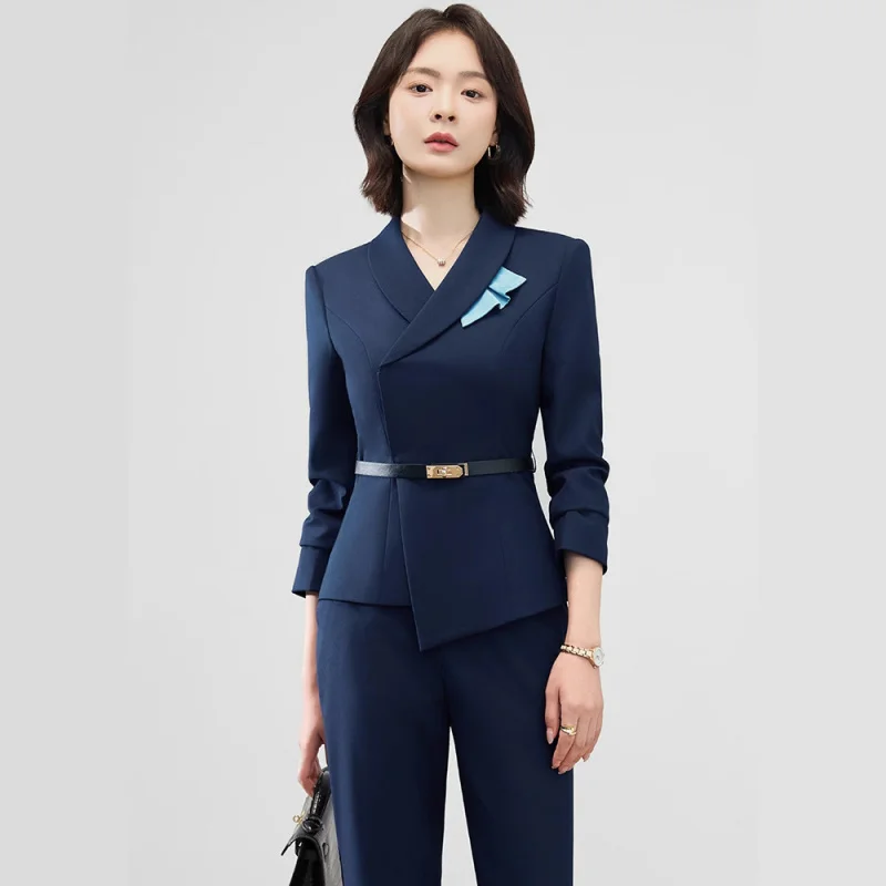 Professional Suit for Women, Autumn and Winter New Style, Elegant Flight Attendant Uniform, Beautician Workwear, Hotel Front Des