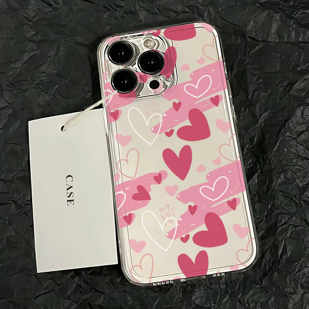 Graffiti Heart Clear Phone Case For Samsung Galaxy S26 Ultra S25 S24 edge s22 s23 Plus FE Note 20 A54 A55 A35 A16 A36 5G Cover