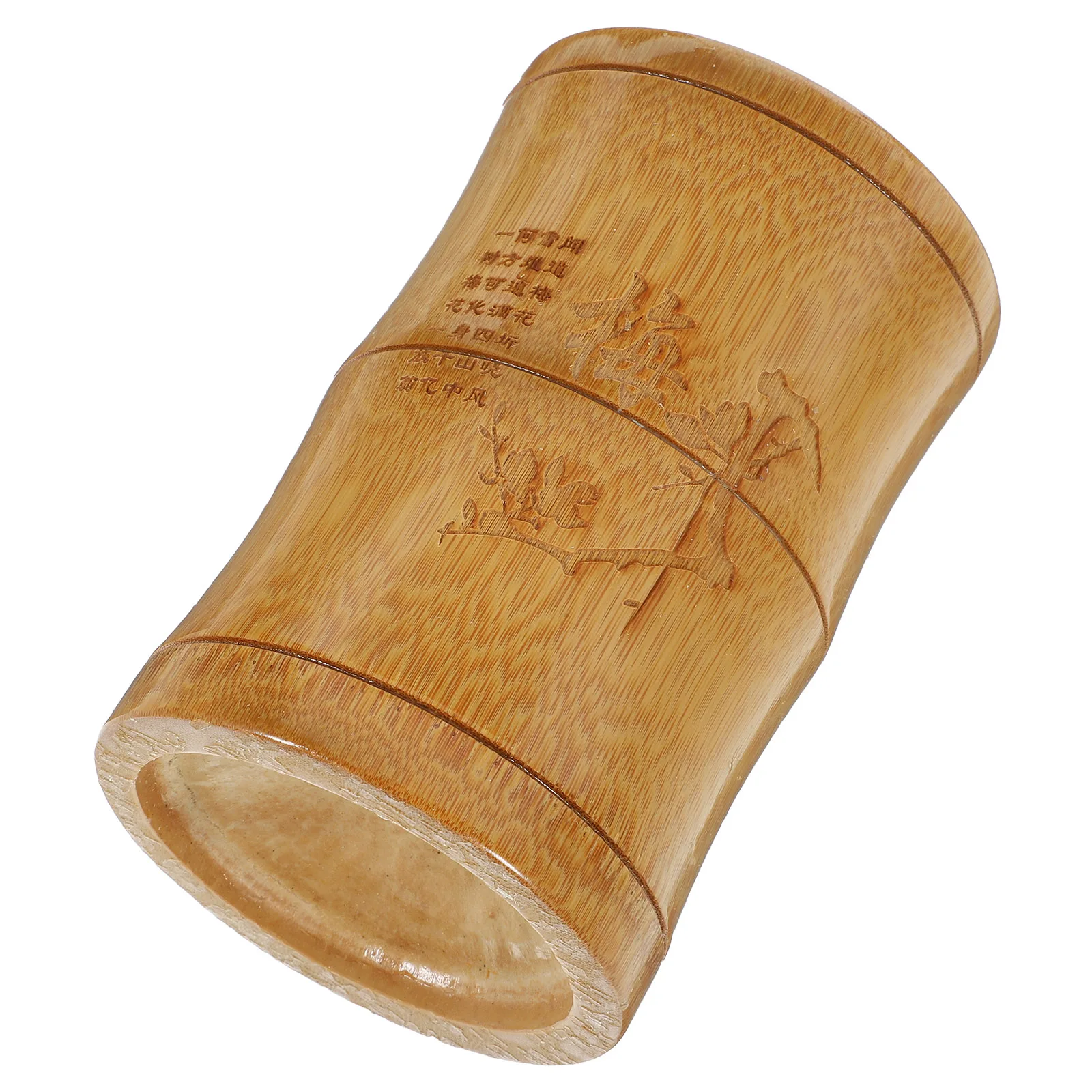 

Bamboo Wood Pen Holder 13cm Height 8 10cm Diameter Vintage Desk ganizer Chinese Style Office Supplies Container Makeup Brush