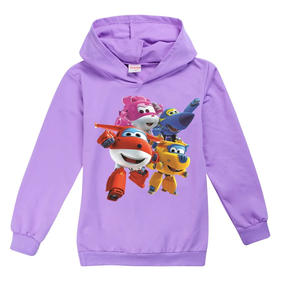 

Children Super Wings Jett Airplane Hoodie Kids Casual Sweatshirts Toddler Boys Hooded Pullover Coats Baby Girls Blouse Clothes