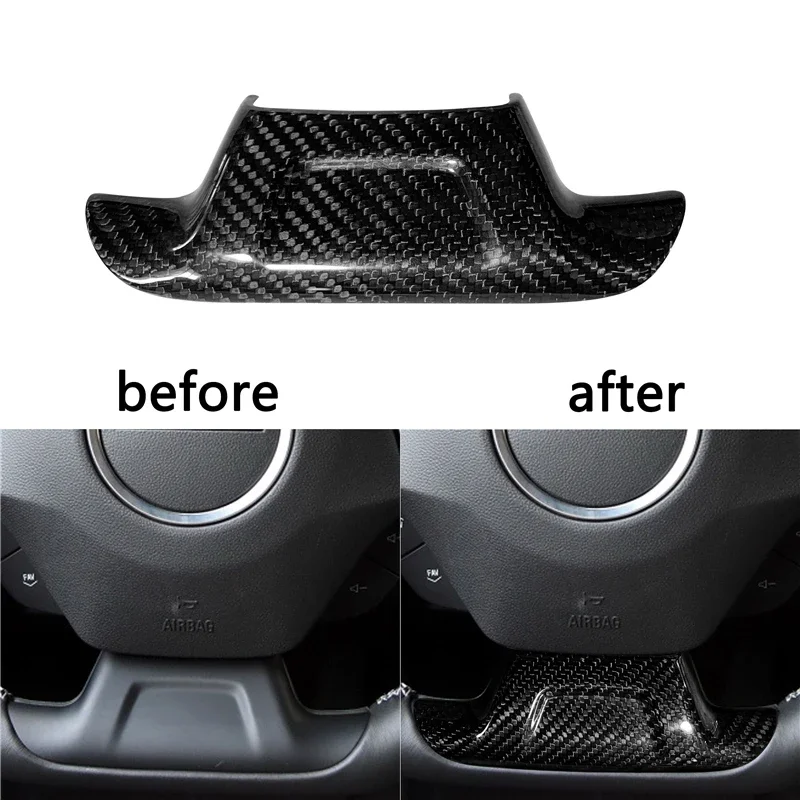 

Car Styling Accessories for Chevrolet Camaro 2016 2017 Gloss Black Carbon Fiber Steering Wheel Decorative Cover Sticker