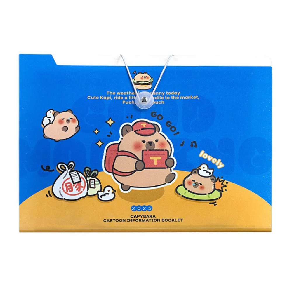 

Cute Multi-layer Capibara A4 File Folder Large Capacity Waterproof Accordian Organizer Paper File Bag School Office Supplies