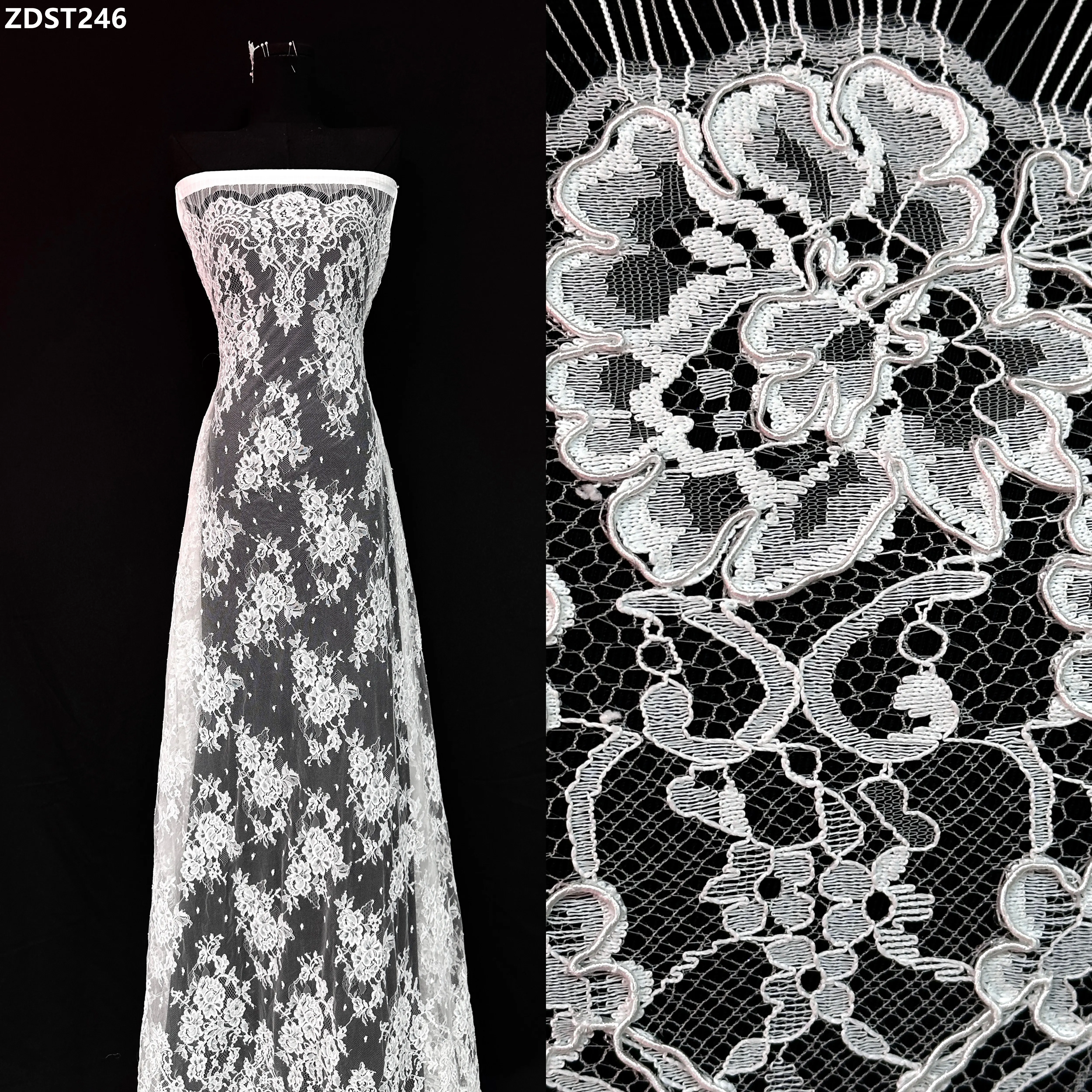 

3,3 ярда свадебное кружево белого цвета, европейское свадебное платье, тюль с цветочной вышивкой, кружевная ткань для роскошного свадебного платья, вечер