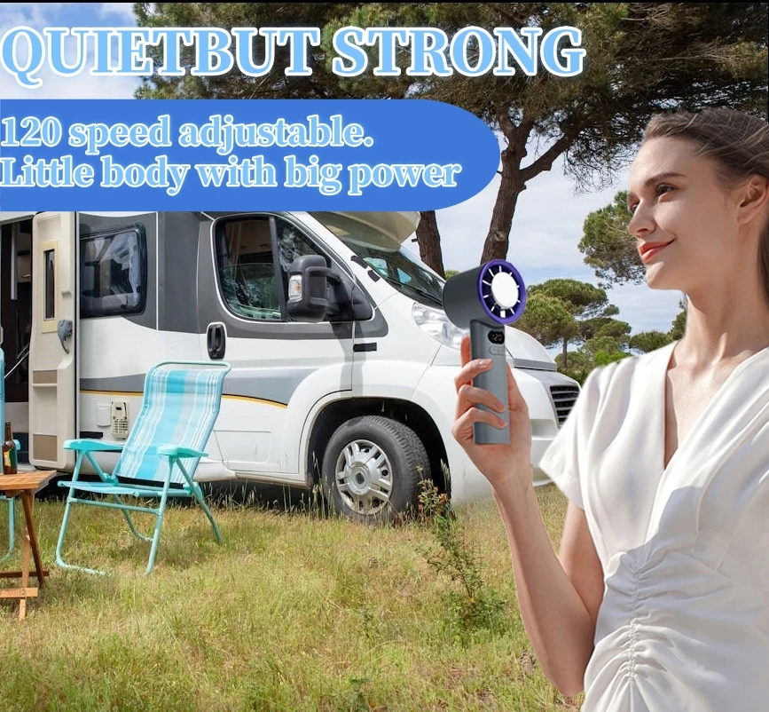 مروحة محمولة 120 سرعة شاشة ديجيتال لتبريد الثلج، مروحة شخصية صغيرة أنيقة لتكثيف أشباه الموصلات للمنزل والمكتب