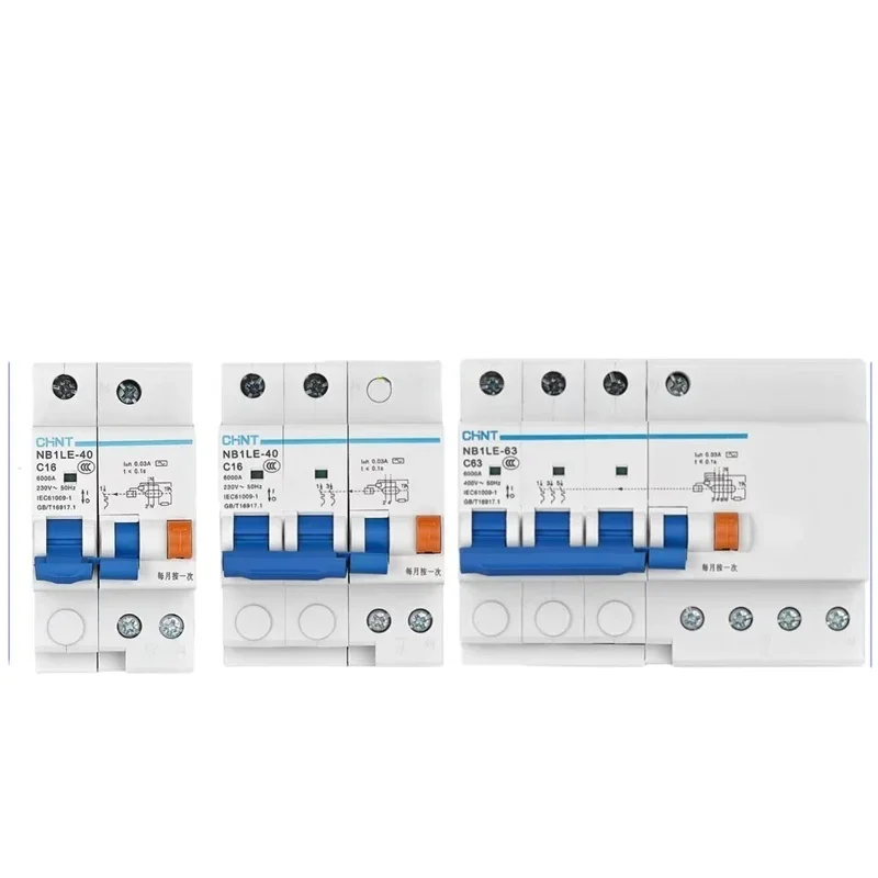 CHINT NB1LE Leakage Current Operated Protective Device 1P+N 2P 3P 4P 3P+N 10A 16A 20A 25A 32A 40A 63A RCBO 30MA Original Product