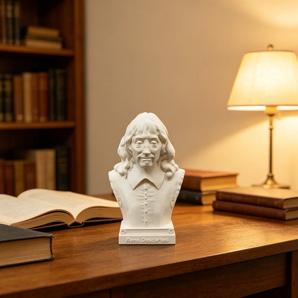 10cm/15cm/25cm French Philosopher Descartes Bust Model 3D Printed PLA Figurine Decoration Ornament Sculpture Models