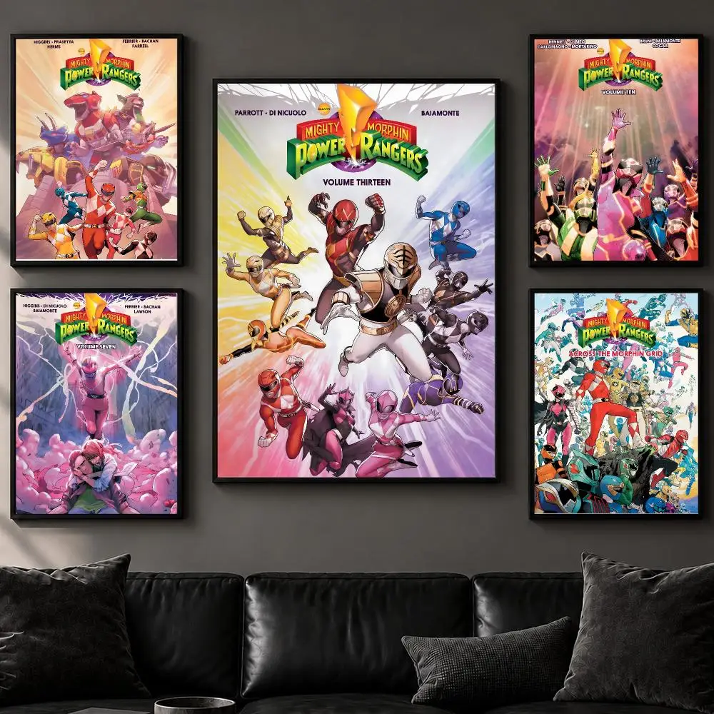 M-Mighty Morphin Power Rangers Poster High-Quality Textured Canvas Print Stylish Wall Mural For Living Room Decoration Artwork