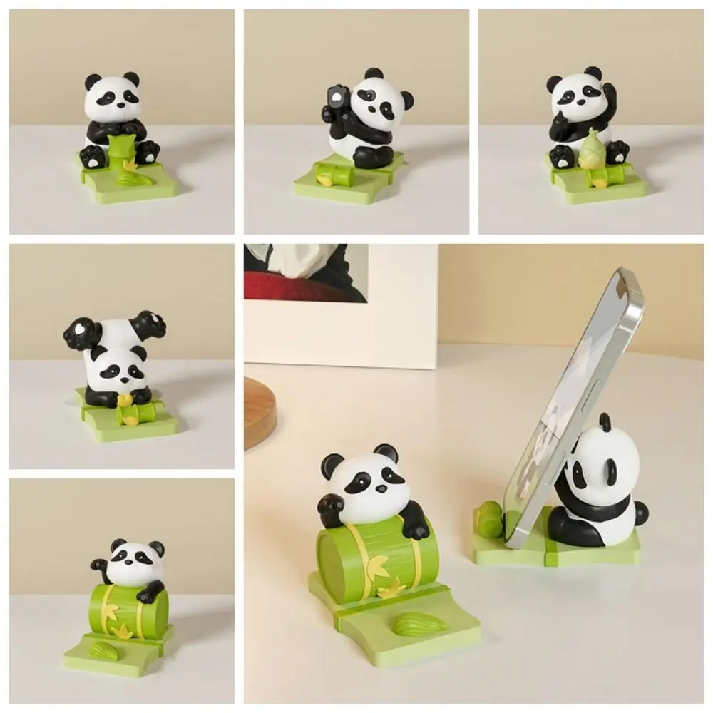 Panda Figure Panda Phone Holder Support Desk Decor Mobile Phone Stand Cartoon PVC Doll Cell Phone Bracket Phone Accessories