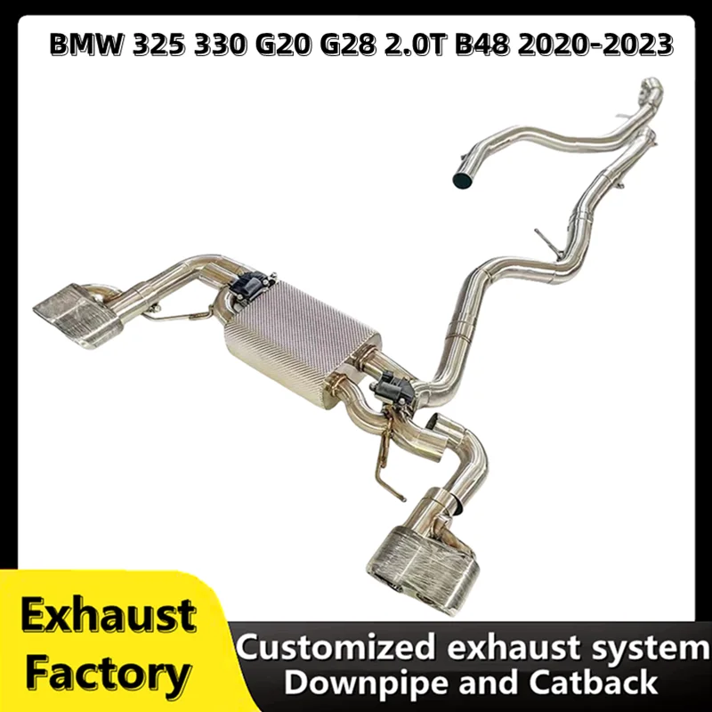 For BMW 325 330 G20 G28 2.0T B48 2020-2023 customized stainless steel racing performance intelligent valve exhaust system catbac