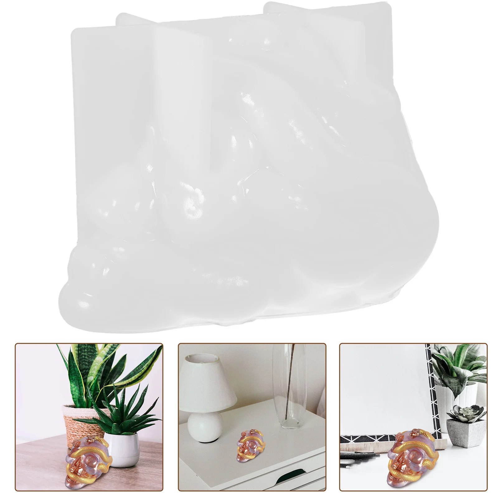 

1pc Silicone Snake Skull Head Mold For Diy Epoxy Resin Casting 3D Skull Shaped Craft Decor Mold Handicraft Supplies