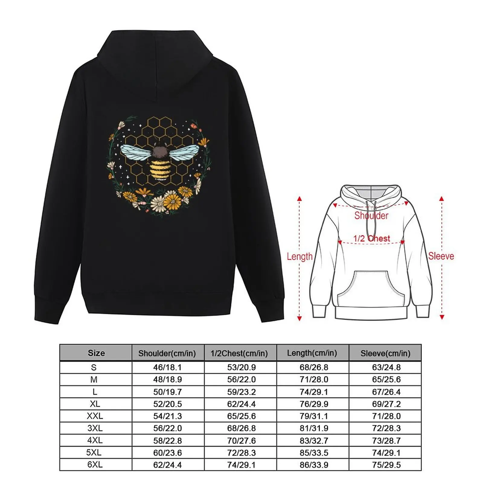 Floral Honeycomb Bee Lover Art Hoodie korean autumn clothes men wear autumn clothes winter clothes tracksuit