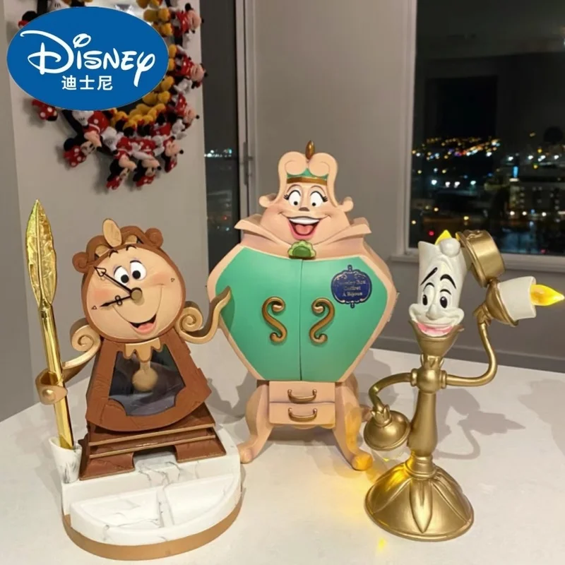 

Original Disney Beauty And The Beast Cogsworth Mr Jam Action Figure Model Koleksi Mainan Luminous Untuk Anak-Anak Gift Figurine