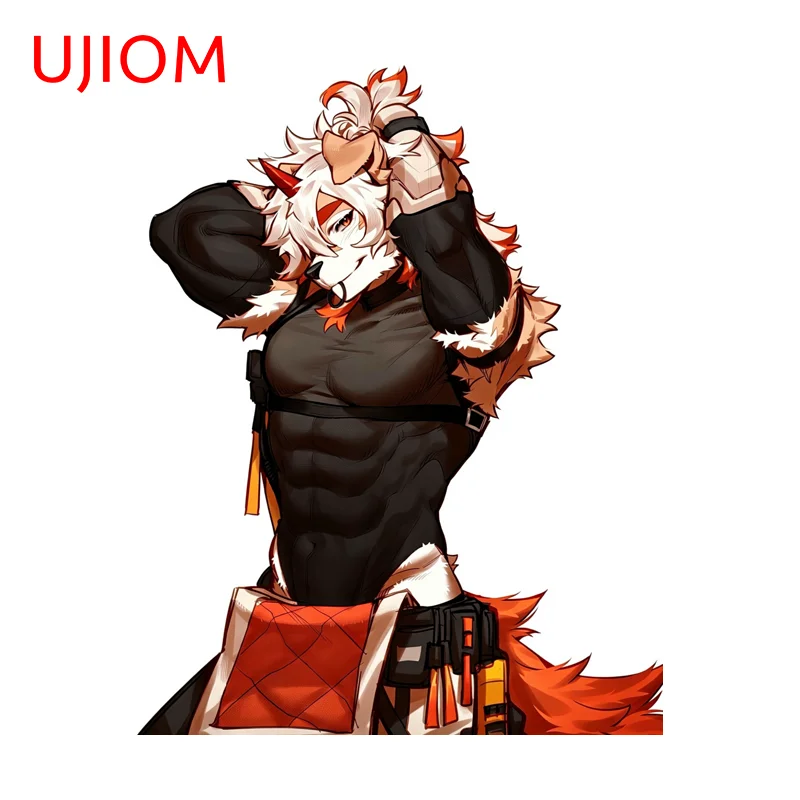 UJIOM Kawaii Furry Man Wall Sticker Enjoying Sitting Posture Personality Customizable Decal Adorable Decoration Chambres