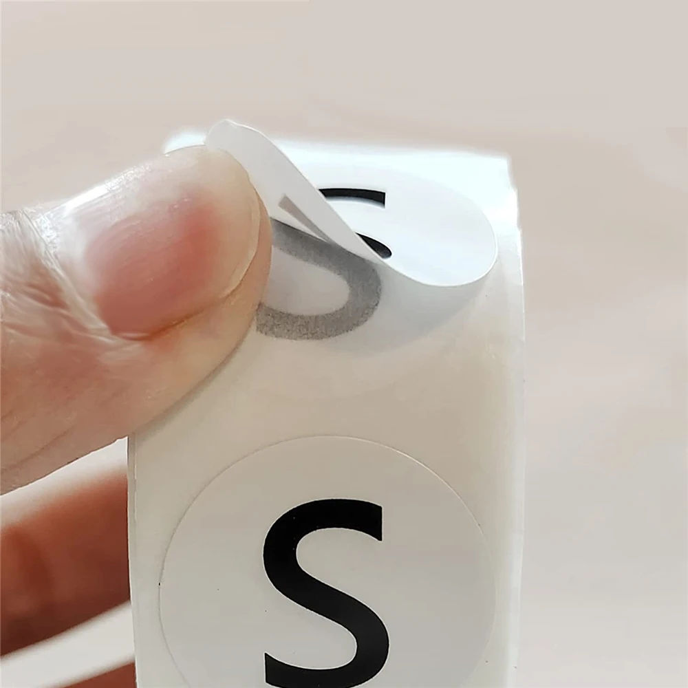 500 Buah/Gulungan Stiker Label Ukuran 2.5Cm Stiker Label Perekat untuk Gaun Topi Pakaian Supermarket S/XS/M/L/XL/XXL Stiker Simbol