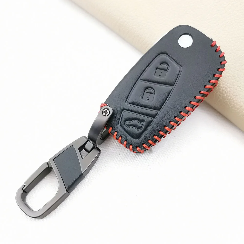 3 Buttons Leather Car Key Cover Fob Case Holder for Fiat Panda Idea Stilo Punto Bravo Linea for Citroen Jumper Protector Keyless