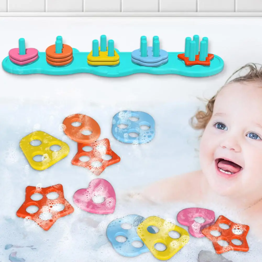 Colorful Foam Bath Shapes Baby Bath Toys Set with 20 Textured Floating Pieces Silicone Shape Sorter for Toddler for Toddlers