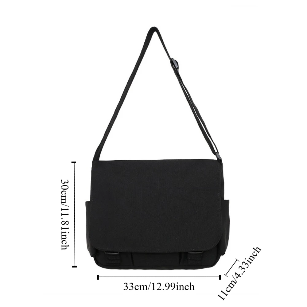 Casual preto sólido saco de náilon estilo coreano crossbody saco do mensageiro grande capacidade cor sólida simples bolsa de ombro feminina