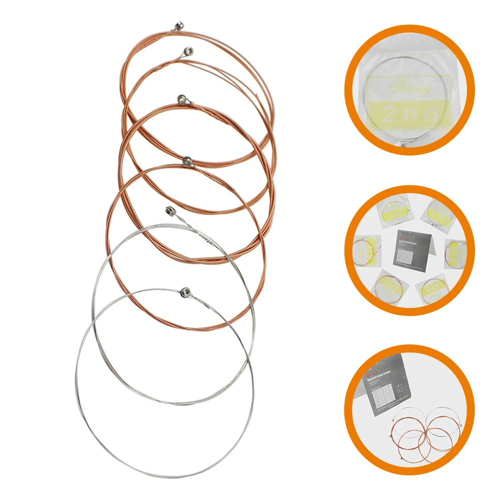 

6 Pcs Phosphor Bronze Guitar Strings Accoustic Supplies Acoustic Parts Accessories Winding
