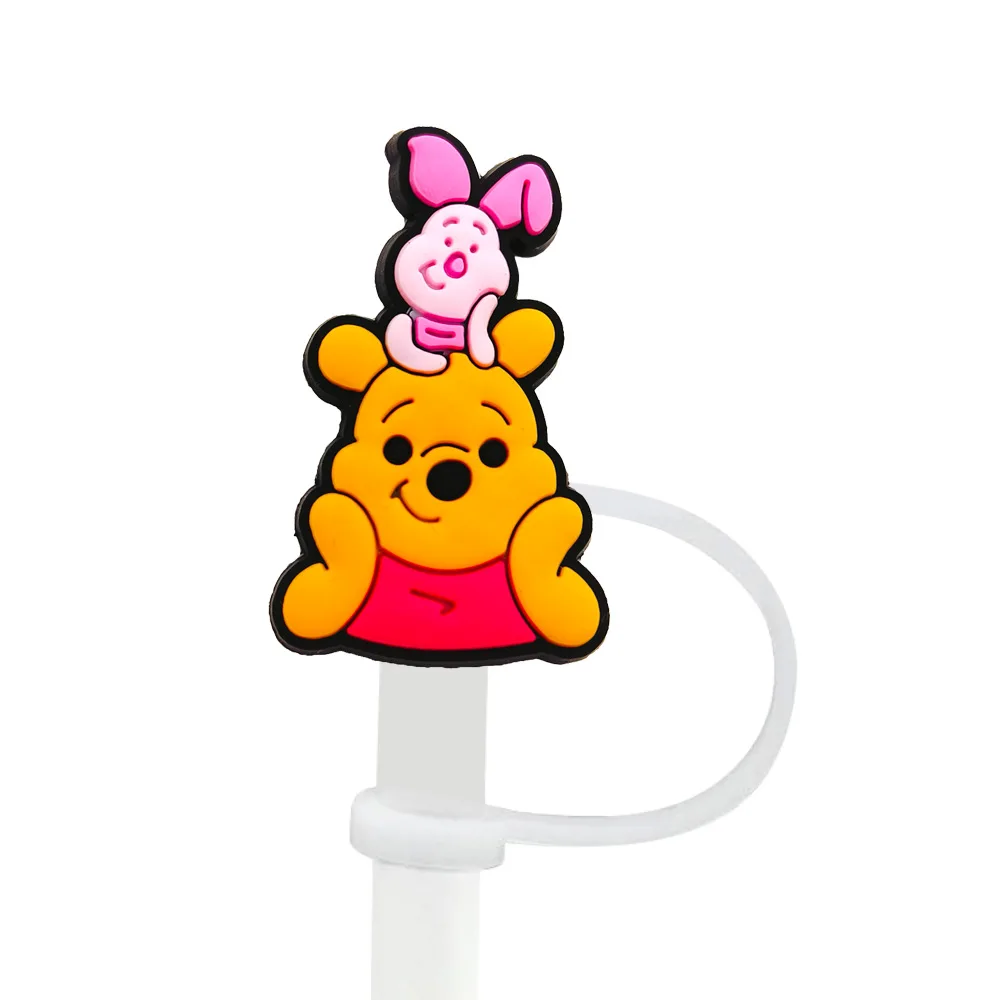 Niedliche Silikon-Strohhalm-Abdeckungen mit Winnie-Puuh-Motiv für 10-mm-Strohhalme, Strohhalmkappen für Glasbecher, passend für 30- und 40-Unzen-Becher mit Henkel, staubdicht, wiederverwendbar. – Detail 25