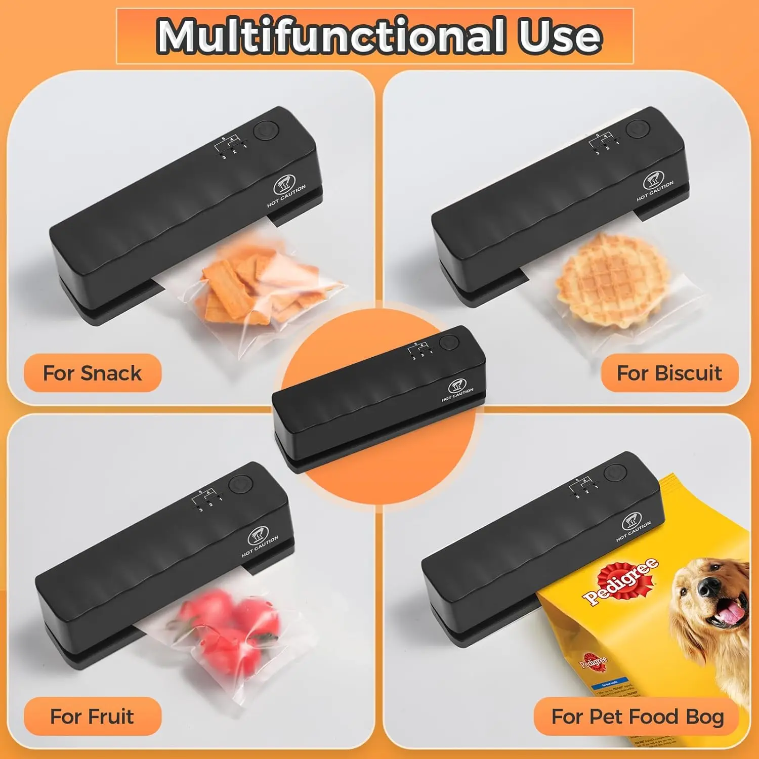 Bag Sealer, Mini 3000mAh Rechargeable Portable Food Saver Sealer with 5 Sealing Gear & 4.7" Heating Strip, Food Sealing Machine