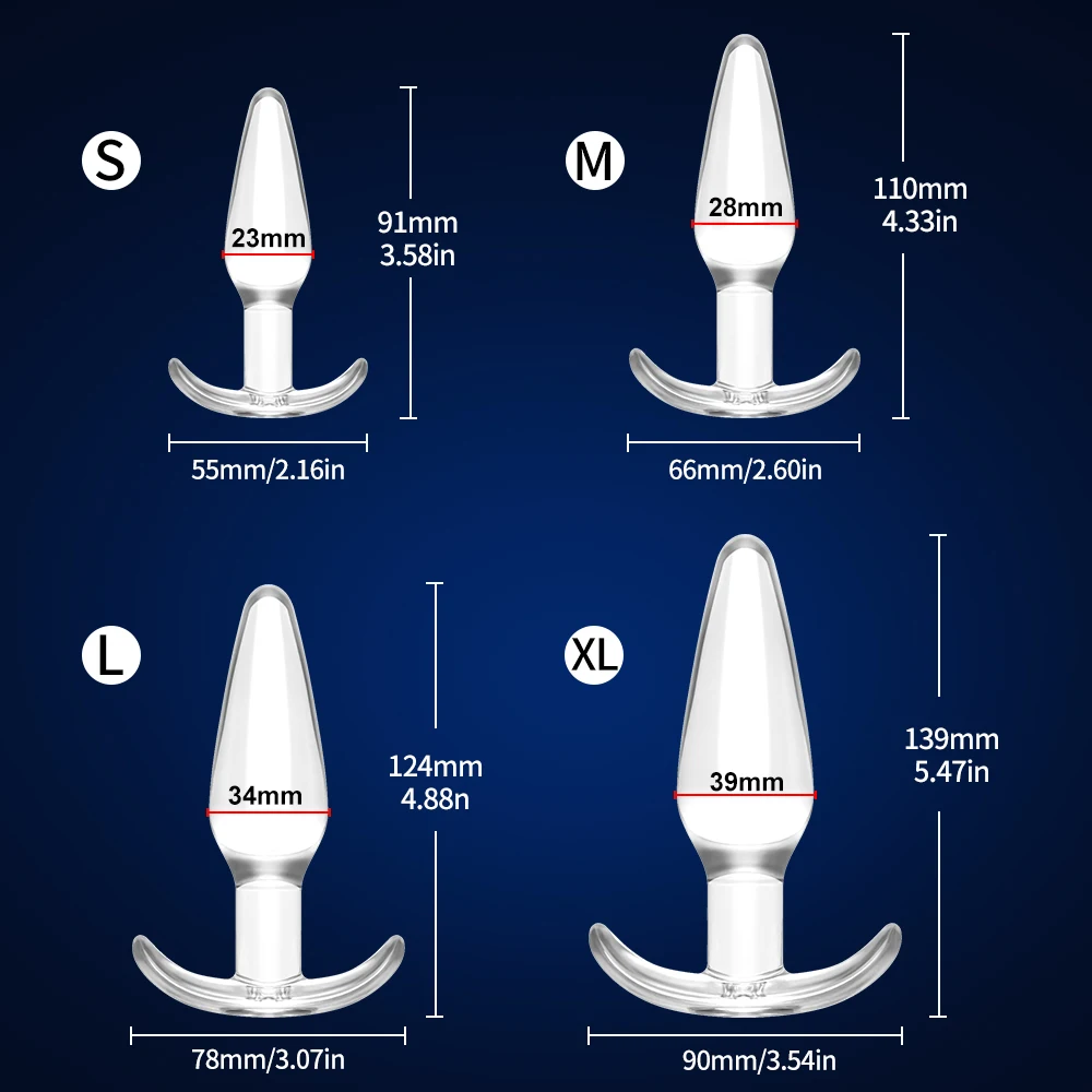 Прозрачная анальная пробка унисекс, 4 разных размера, анальная пробка для взрослых, товары для мужчин/женщин, анальный тренажер, секс-игрушки для начинающих