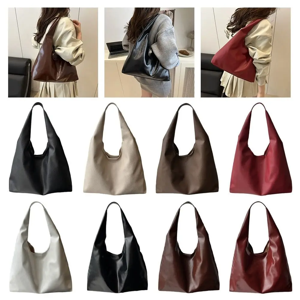 New Fashionable PU Shoulder Bag Oil Wax Leather Burst Pattern Crossbody Bag Simple Design Soft Leather Hobo Bag Lady Use