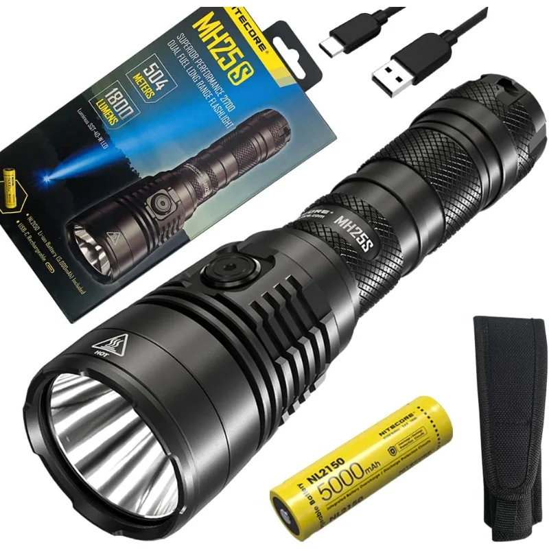 

Nitecore MH25S Двухтопливный фонарик дальнего действия с превосходными характеристиками и USB-кабелем для зарядки Eco-Sensa Type-C