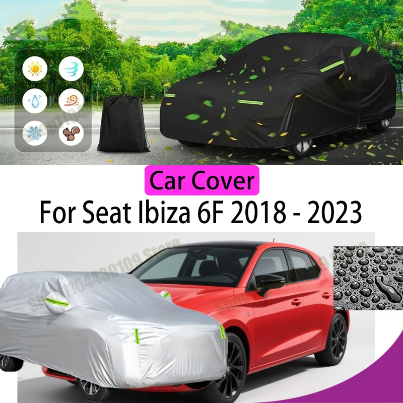 

For Seat Ibiza 6F 2018 - 2023 Car Covers with Reflective Strip Anti Corrosion Sun Rain Snow Wind Protection Dustproof UV