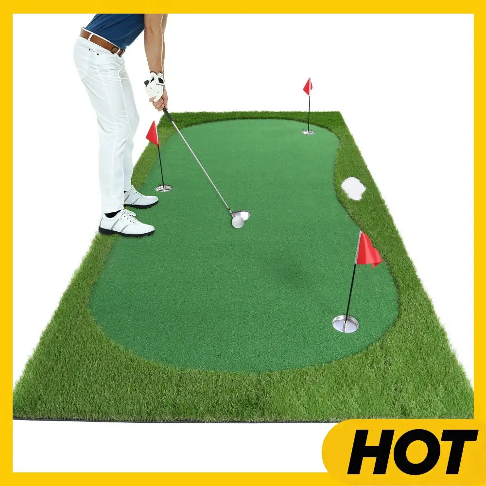 

Тренажерный коврик для гольфа с подставкой для мячей 3х1,5 м и 3 флагами для тренировки паттинга в помещении и на улице