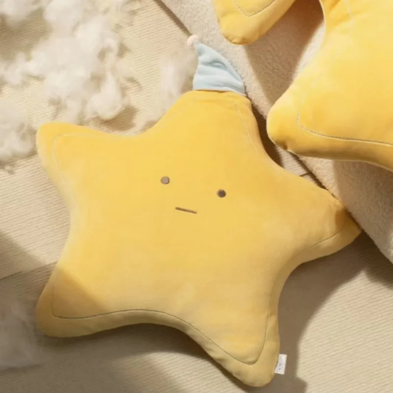 Alta qualidade amarelo estrela plushie almofada recheado bonito tempo brinquedo de pelúcia para o quarto do miúdo decoração sofá lance travesseiro meninas presente