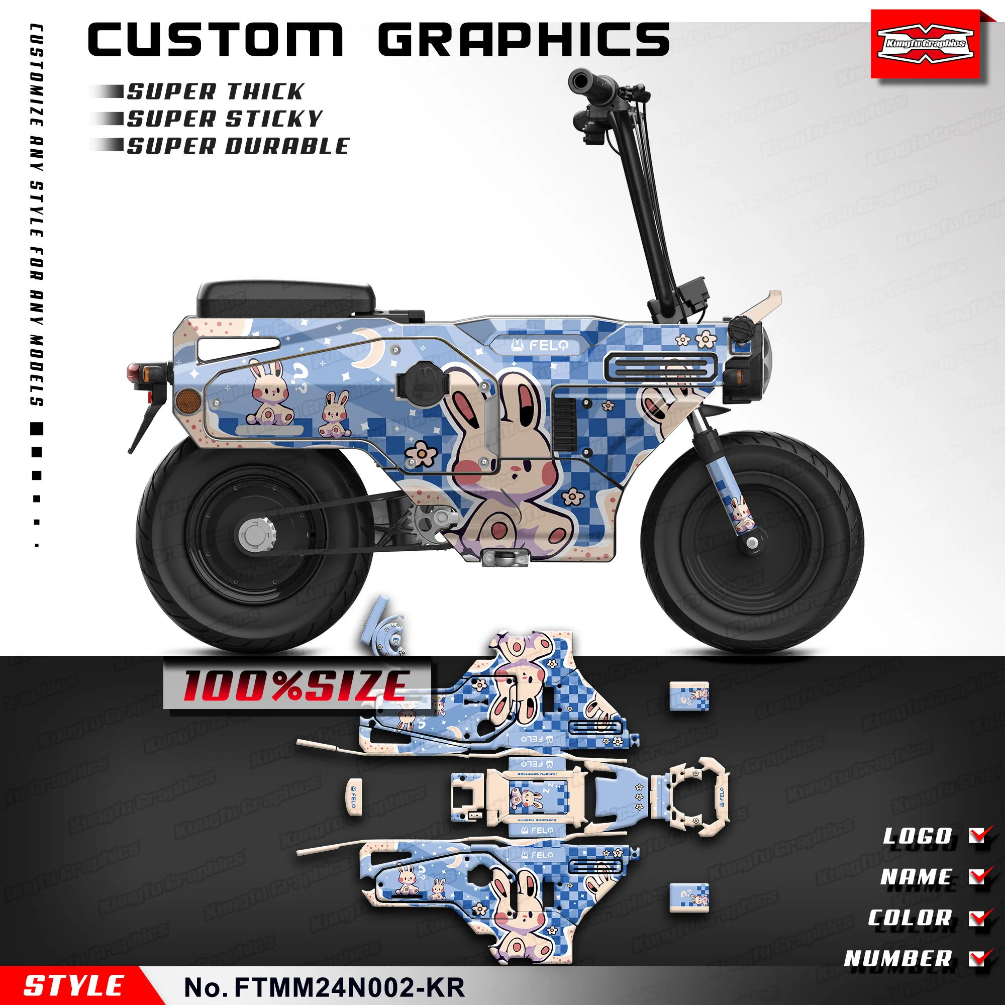 

KUNGFU GRAPHICS Personalized Adhesive Sticker Durable Vinyl for FELO M1 M1-NX MM FELOTOO, Protector, FTMM24N002-KR