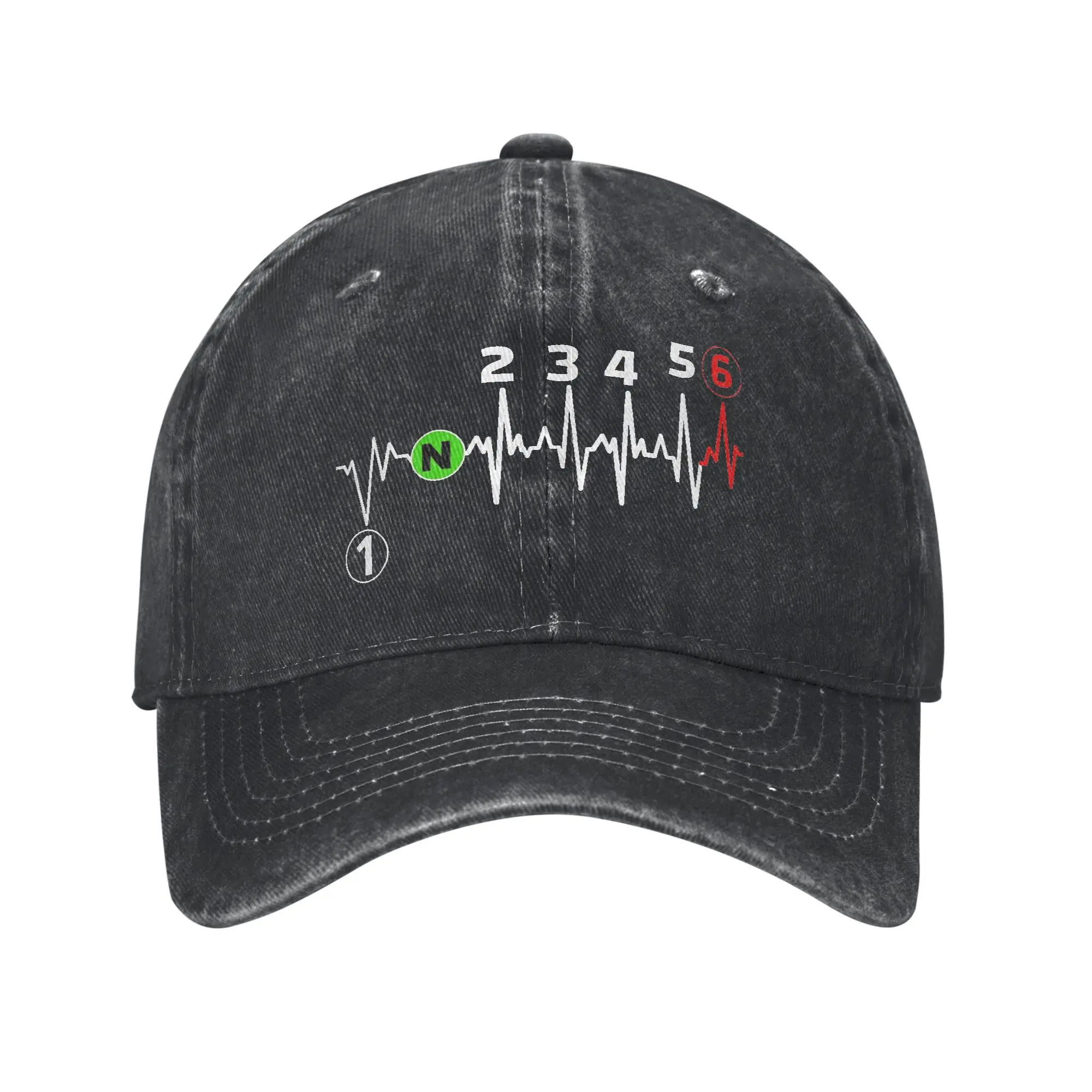 Motorbike Heartbeat  1N23456 Motorcycle Baseball Cap Fashion Distressed Denim  Headwear Unisex Style Activities Adjustable Hat