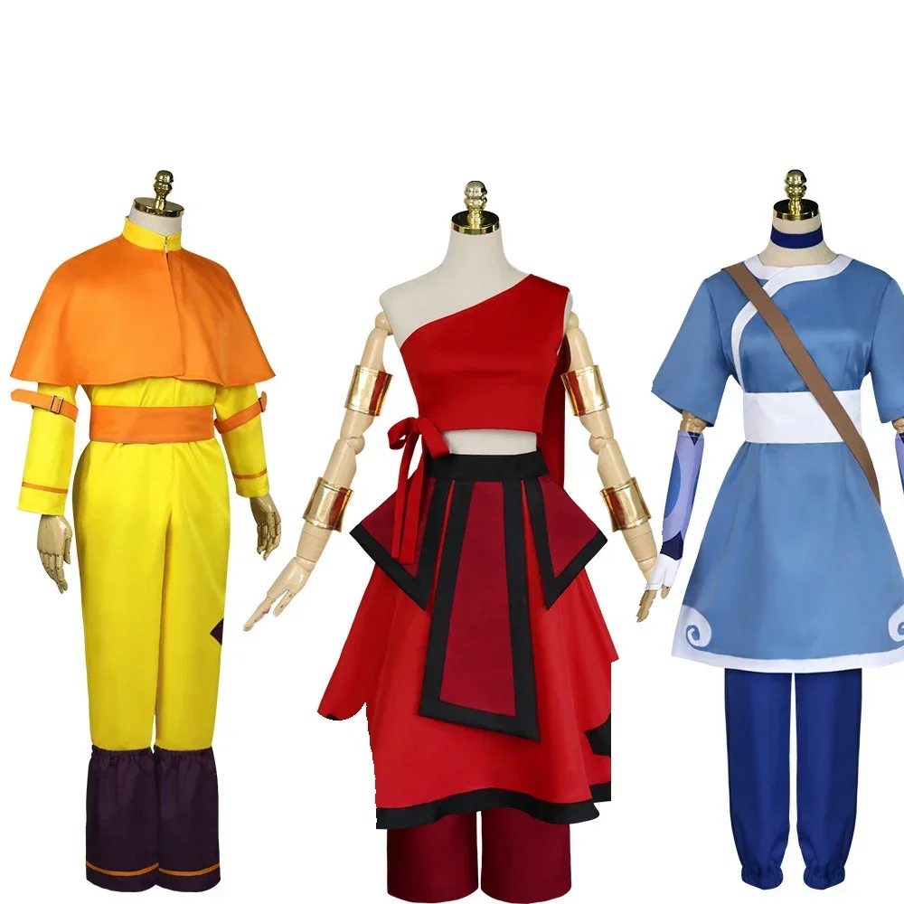 Anime Avatar The Last Airbender Katara Fire Nation Aang Cosplay Costume Adult Women Halloween Carnival Avatar Katara Cloth Dress