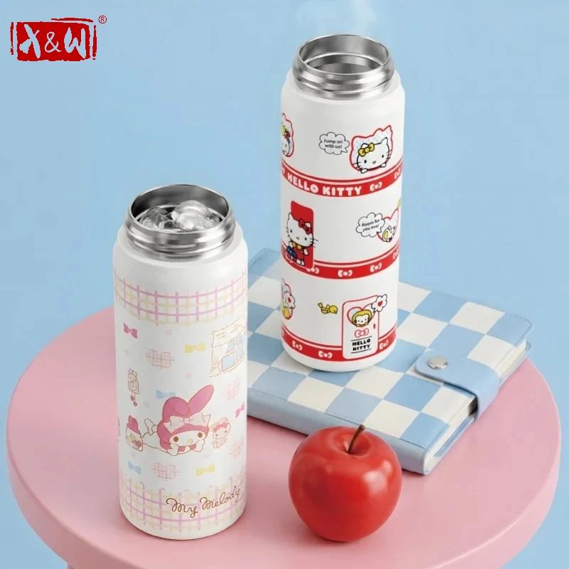 X&W Sanrio 720ml Insulated Tumbler 316 Stainless Steel Cartoom Hello Kitty Straw Cup Vacuum Flask Portable Students School Use