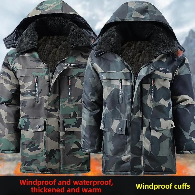 

Камуфляжное хлопковое пальто, зимнее водонепроницаемое, износостойкое, морозостойкое, для среднего возраста и ly Busin Gentlem...