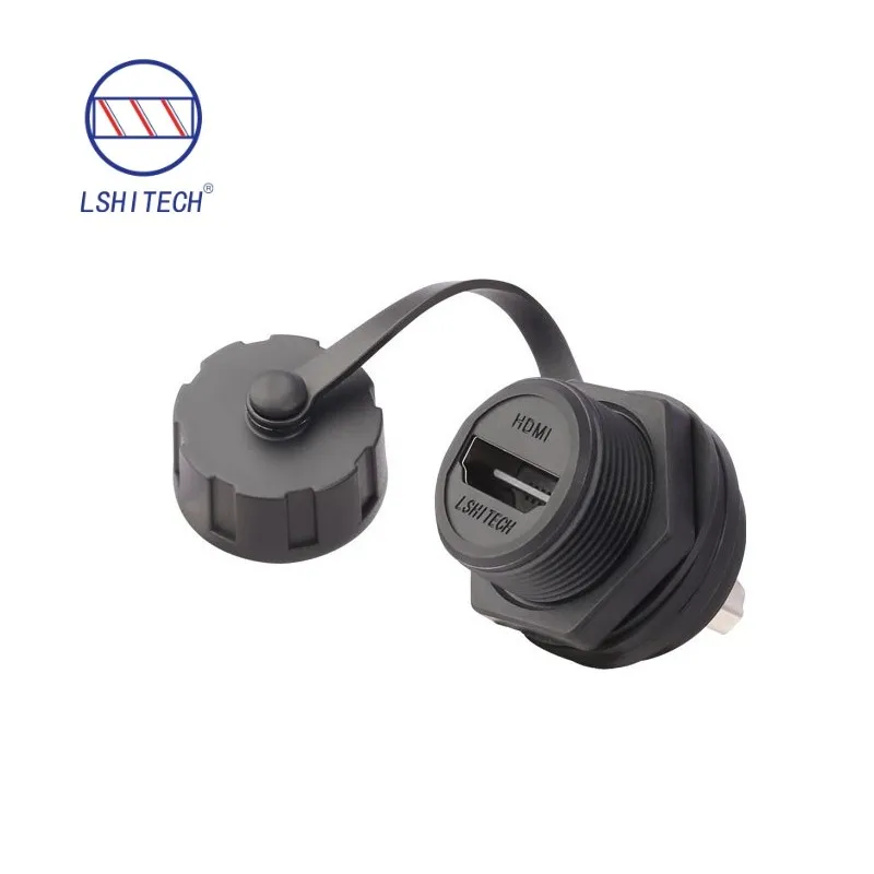 HDMI High-speed Transmission 4k Compatible Round Socket Module D Type with Waterproof Cable 1m Length for Consumer Electronics