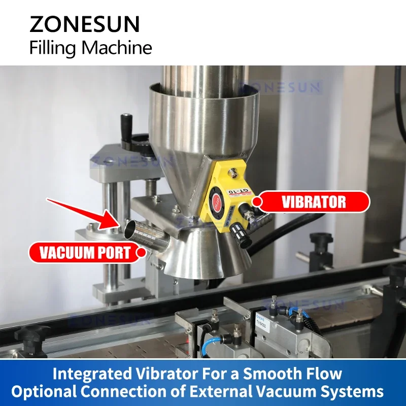 ZONESUN-llenadora de pesaje vibratorio, máquina automática de llenado de partículas, equipo de envasado de gránulos, embalaje de semillas y nueces, ZS-KLCZ02
