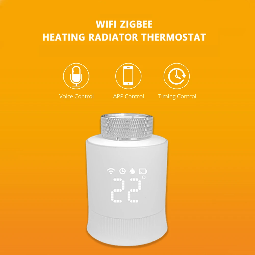 

Умный термостатический радиаторный клапан, еженедельный программируемый цифровой радиаторный клапан для регулировки температуры Zigbee, поддерживает голос