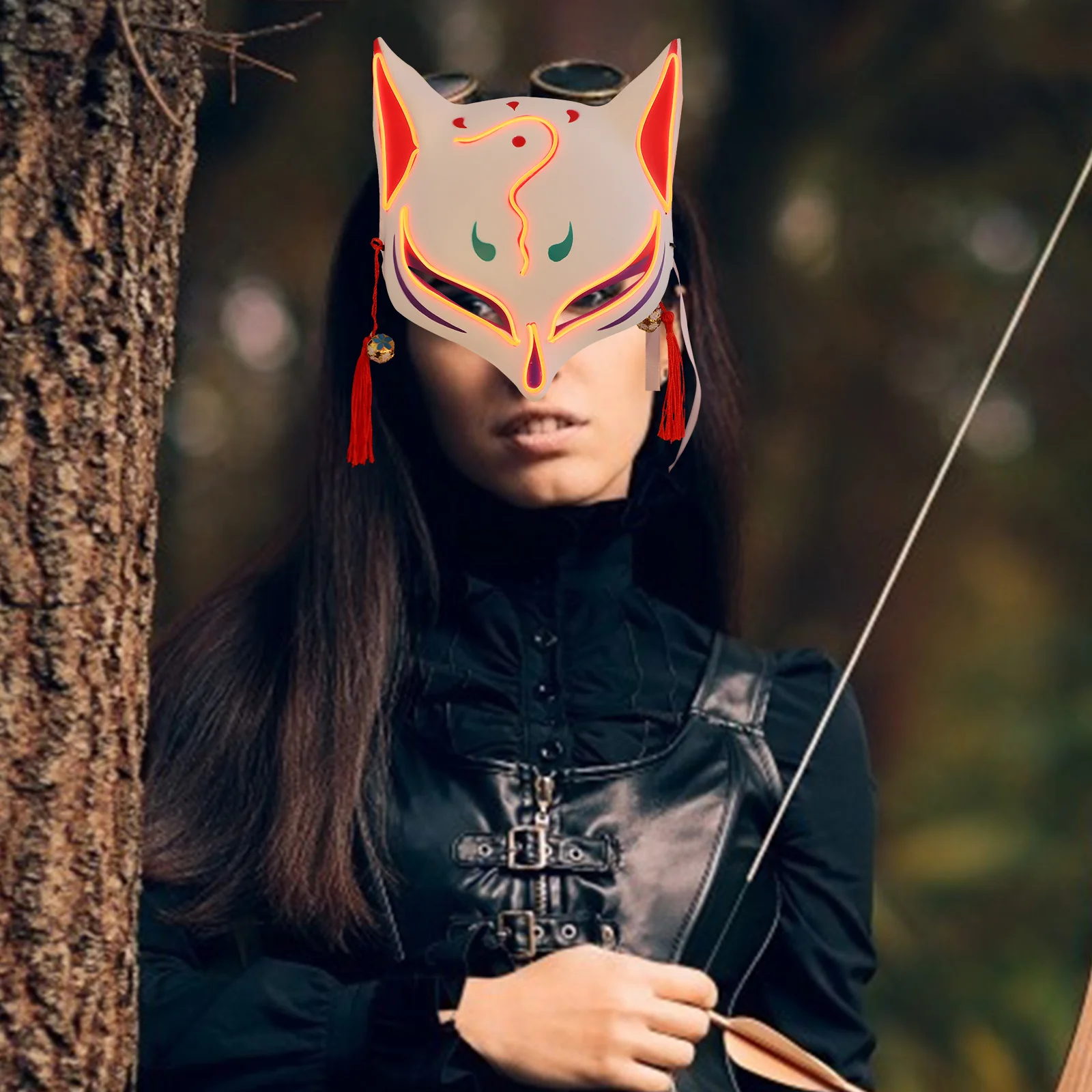 Masque de renard en plastique Durable, 1 pièce, masque de fête lumineux pour Halloween, Costume créatif effrayant et amusant, Performance de Cosplay