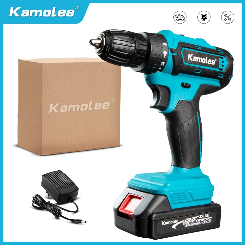 

Kamolee 10mm Brushed Cordless Electric Impact Drill Electric Screwdriver Home DIY Power Tools For Makita 18V Battery