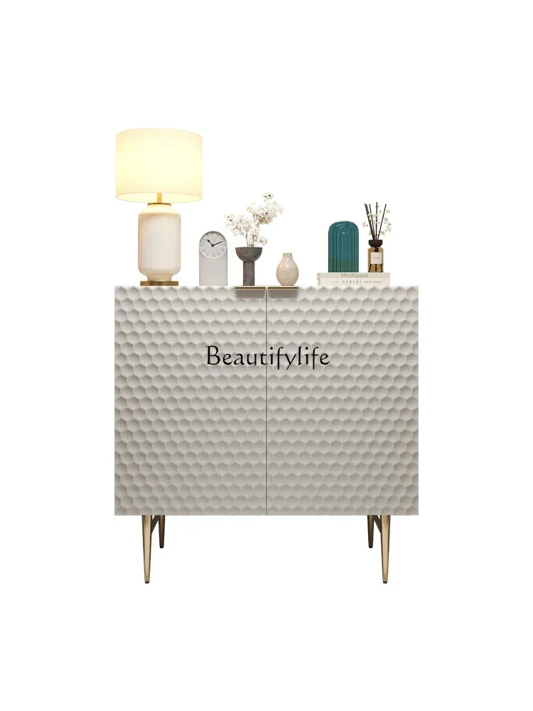 

23Modern & Minimalism Hallway Shoe Cabinet Nordic Mediterranean Minimalist Carved Double Door Storage Organizer Side CabinetL