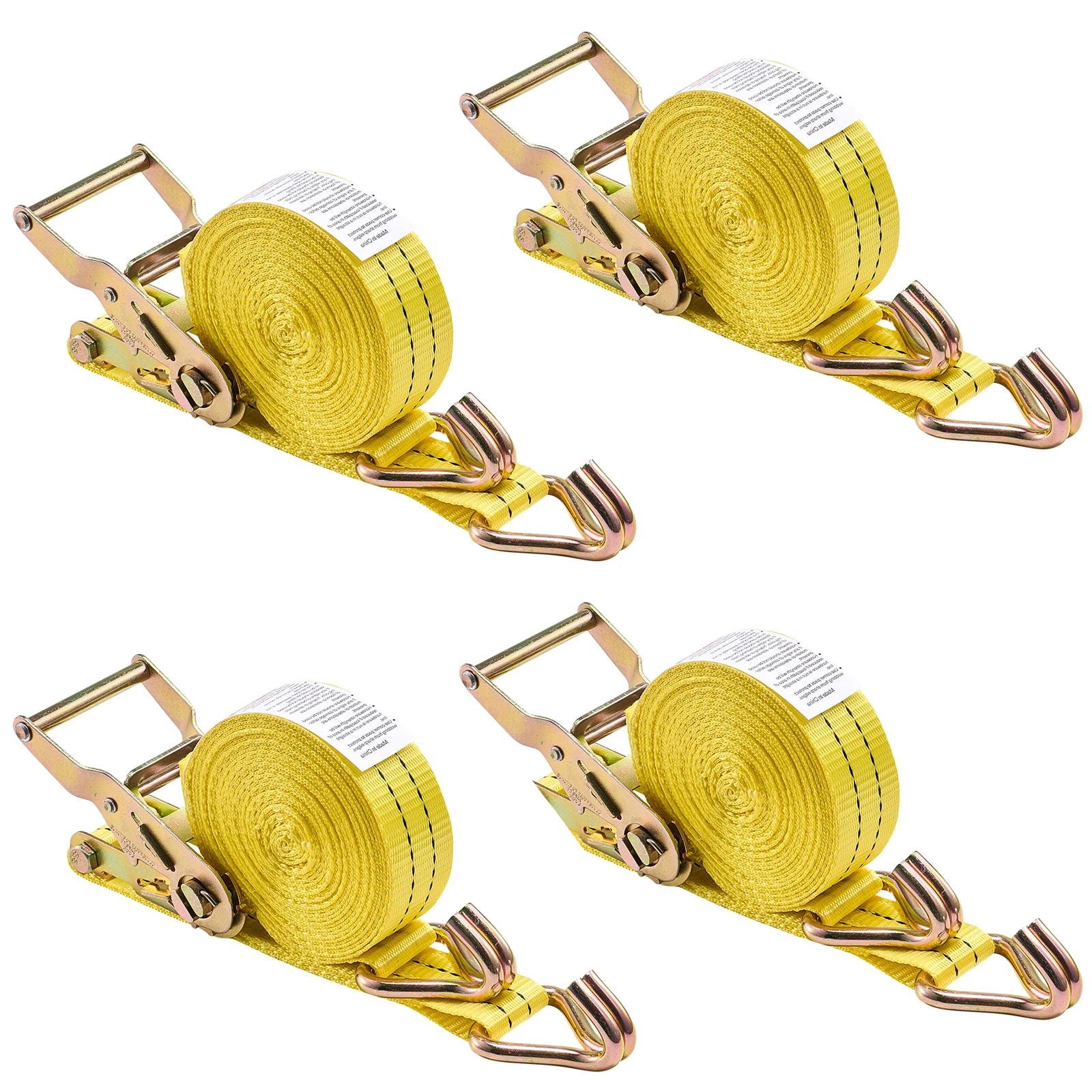 SucceBuy Lot de 4 sangles à cliquet 1,5 po x 10/20 pi avec double crochet en J pour le transport de remorques et de kayaks