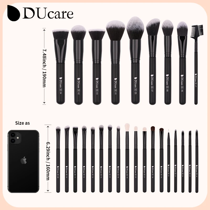 Ducare set de brochas maquillaje, Pinceles de Pelo Sintético, Suave, Color Negro, profesionales, alta calidad,Cepillo para Maquillarse, Sombra de