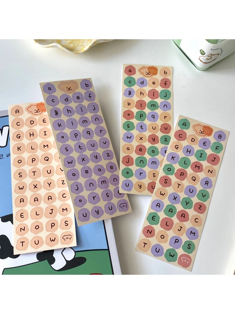 Autocollants Alphabet anglais colorés, étiquette autocollante mignonne pour Album de grand livre à main Goka, matériel décoratif, 1/4 pièces
