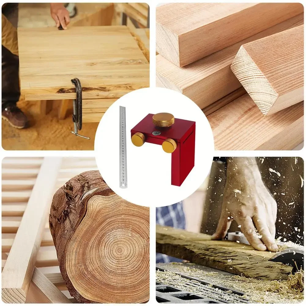Woodworking Scriber T-Square, Carpenter Marking Gauge Compass Scriber, Wood Scribe Tool Architect Ruler