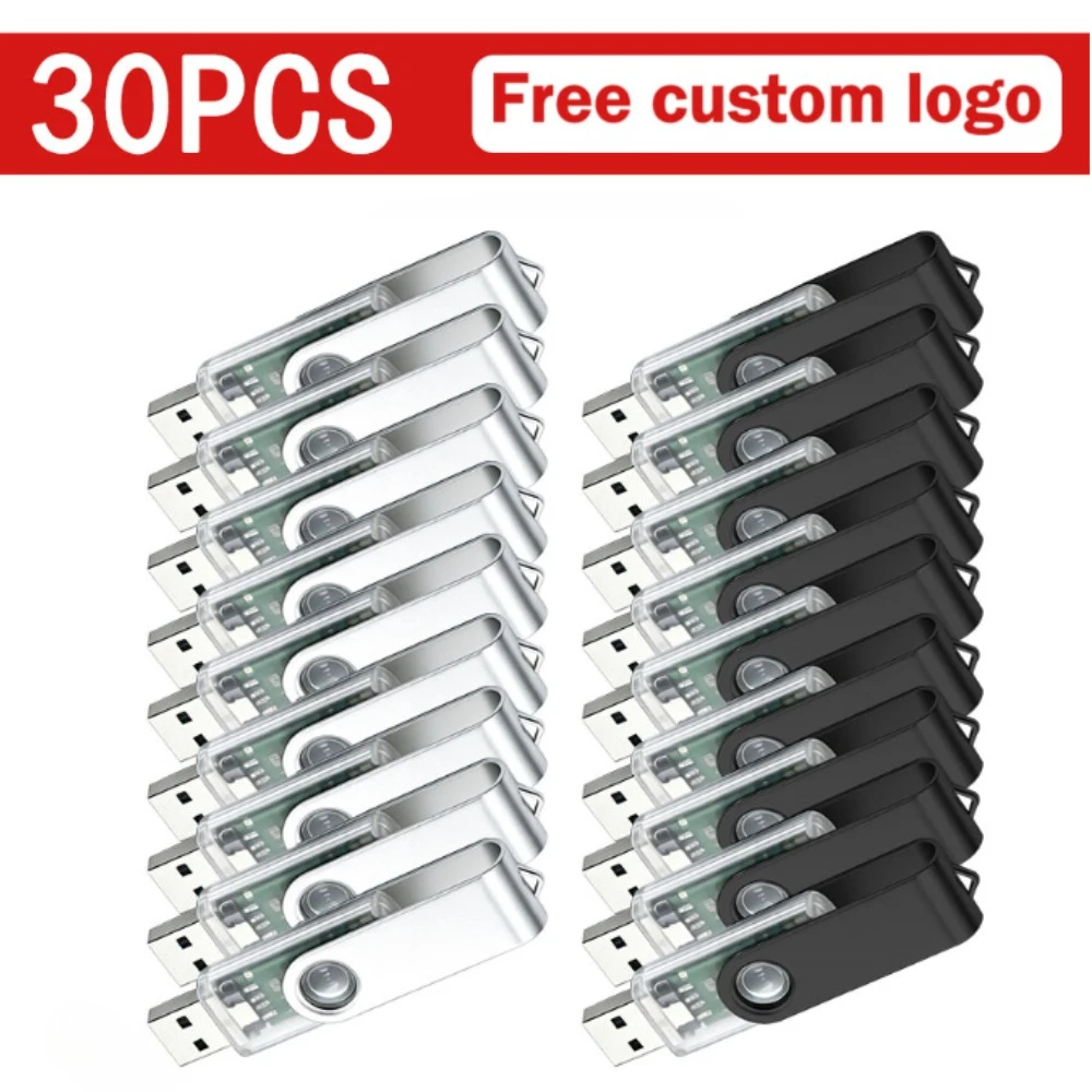 30PCS/Lot Free Custom Logo USB Flash Drive 512MB 64GB Personalized Pen Drive 32GB 16GB Pendrive 8GB U Disk 4GB Memory Stick